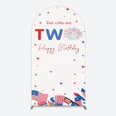 Aperturee - Aperturee Red White Two Happy Birthday Holiday Arch Backdrop